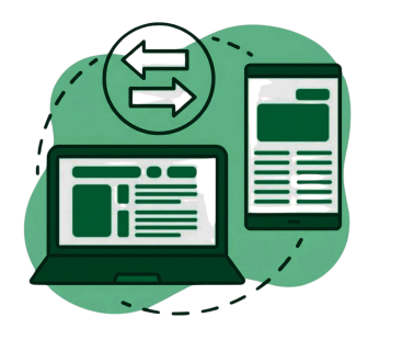 Laptop and smartphone sync illustration