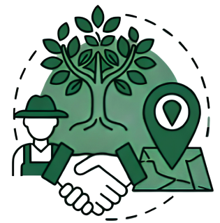 Partnership, farming, and location illustration